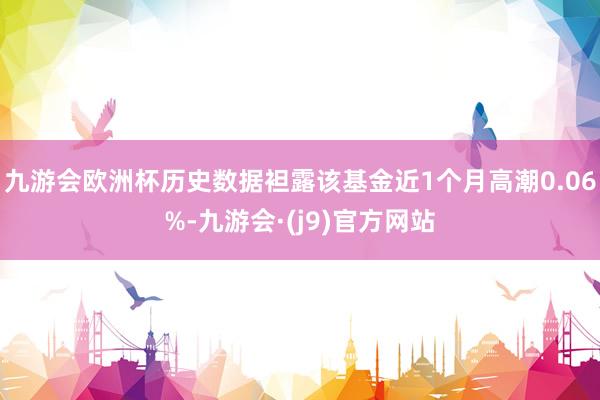 九游会欧洲杯历史数据袒露该基金近1个月高潮0.06%-九游会·(j9)官方网站