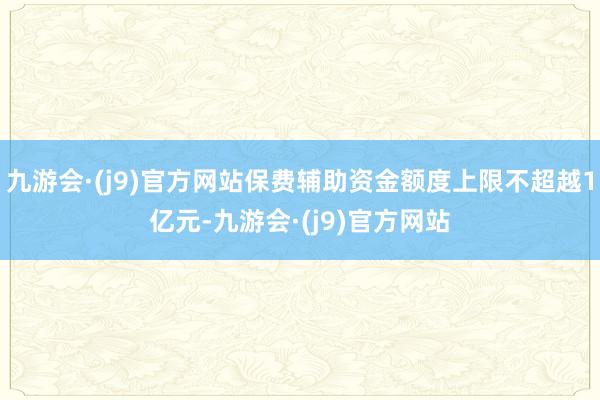 九游会·(j9)官方网站保费辅助资金额度上限不超越1亿元-九游会·(j9)官方网站